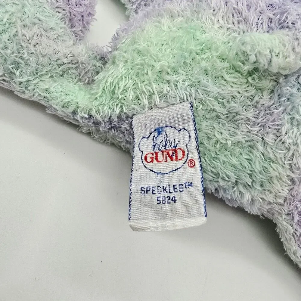 Vintage Baby Gund Speckles Hippo Plush Lavender Purple Mint Green 9